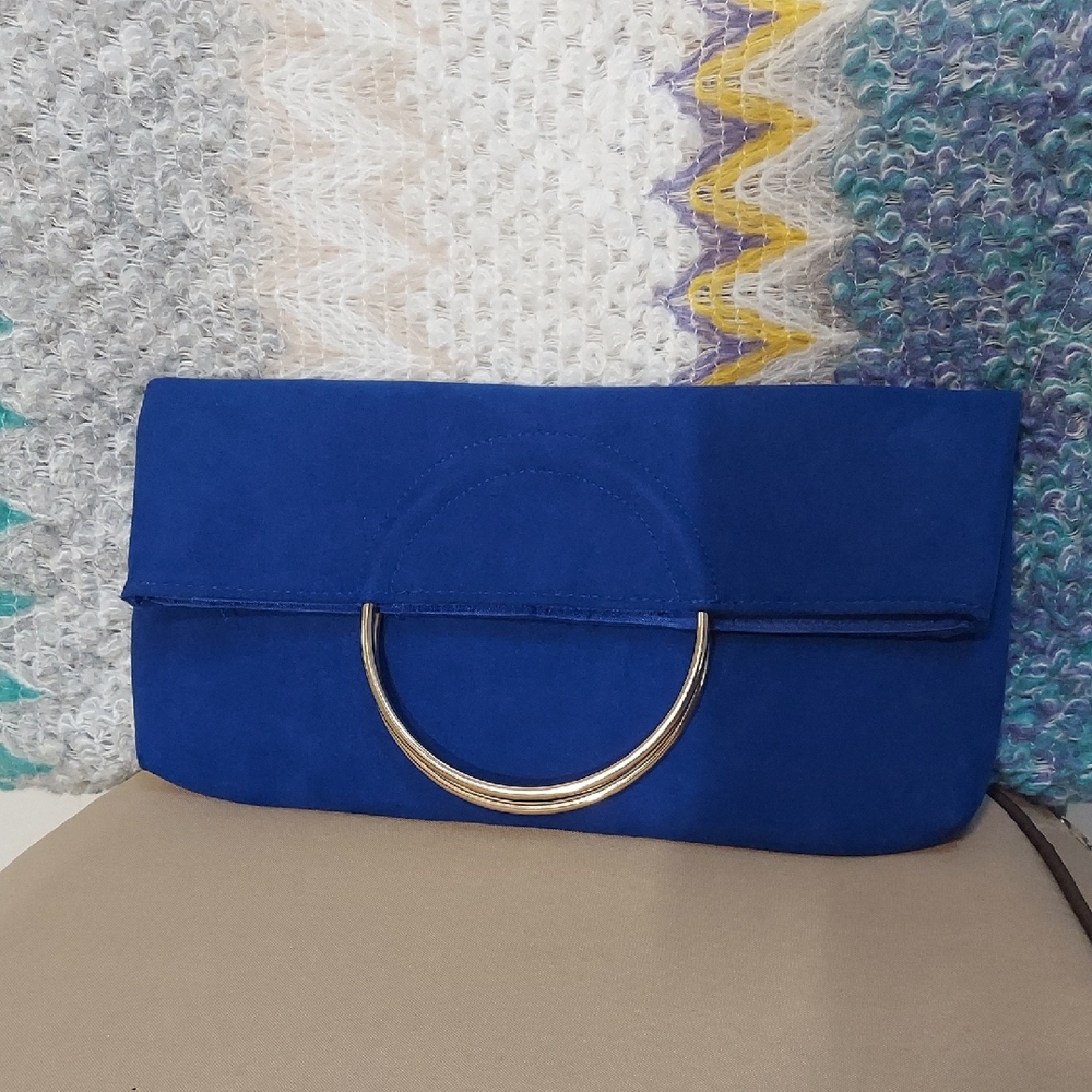iCHI Clutch, Colbalt Blue Velvet, Gold‎ Handles